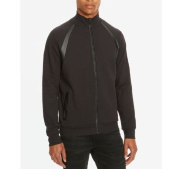 🆕 Kenneth Cole 100% Cotton Full Zip Textured Knit Mock Neck Sweater LARGE - Picture 1 of 1